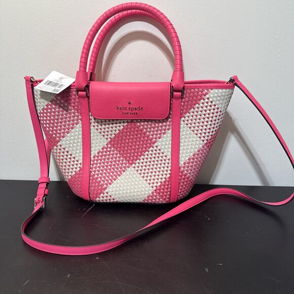 kate spade Handbags - KATE SPADE NY Cruise Gingham Medium Tote WILD ROSE CROSSBODY BAG🌺NWT!